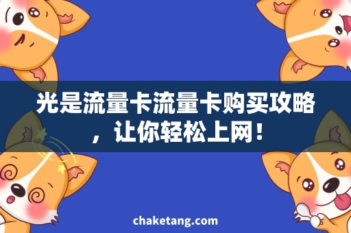 光是流量卡流量卡购买攻略，让你轻松上网！