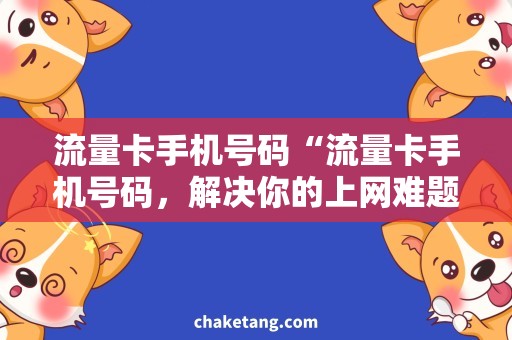 流量卡手机号码“流量卡手机号码，解决你的上网难题！”
