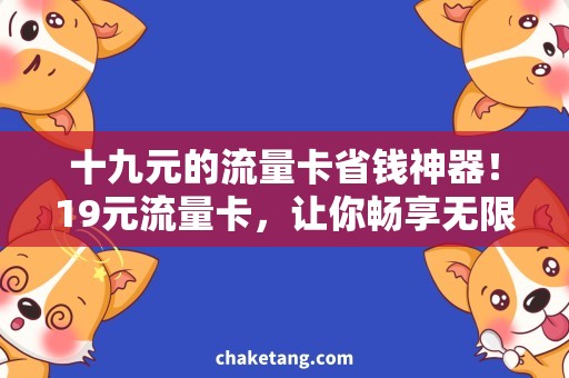 十九元的流量卡省钱神器！19元流量卡，让你畅享无限流量！