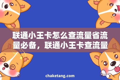 联通小王卡怎么查流量省流量必备，联通小王卡查流量攻略