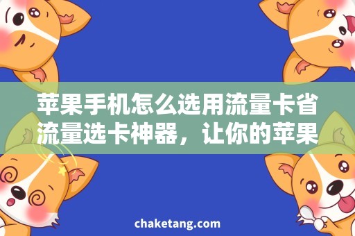 苹果手机怎么选用流量卡省流量选卡神器，让你的苹果手机畅玩不止