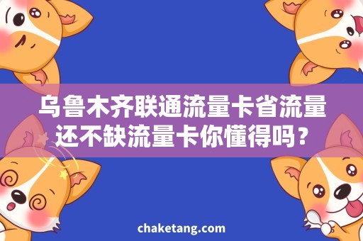 乌鲁木齐联通流量卡省流量还不缺流量卡你懂得吗？