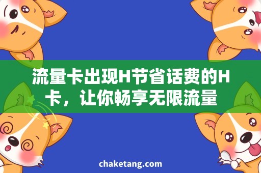 流量卡出现H节省话费的H卡，让你畅享无限流量