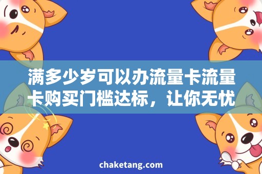 满多少岁可以办流量卡流量卡购买门槛达标，让你无忧上网