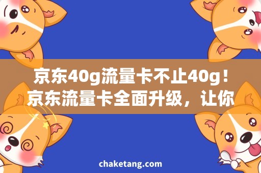 京东40g流量卡不止40g！京东流量卡全面升级，让你省钱又省心