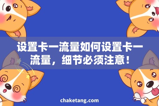 设置卡一流量如何设置卡一流量，细节必须注意！