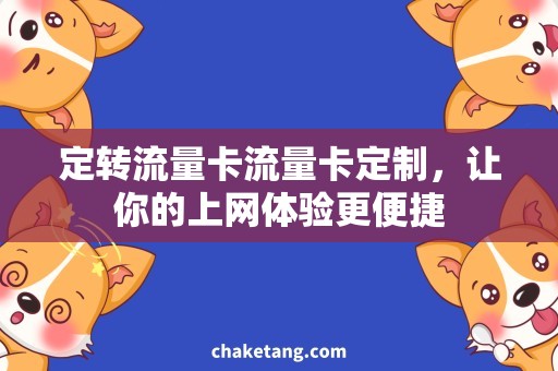 定转流量卡流量卡定制，让你的上网体验更便捷