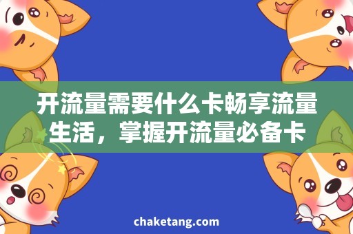 开流量需要什么卡畅享流量生活，掌握开流量必备卡