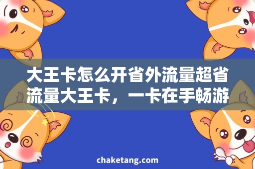 大王卡怎么开省外流量超省流量大王卡，一卡在手畅游全国！