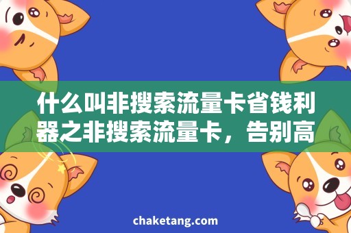 什么叫非搜索流量卡省钱利器之非搜索流量卡，告别高额资费！