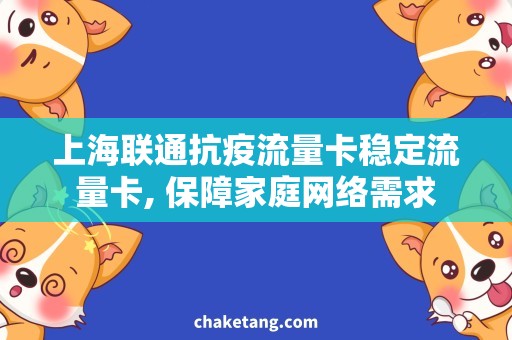 上海联通抗疫流量卡稳定流量卡, 保障家庭网络需求