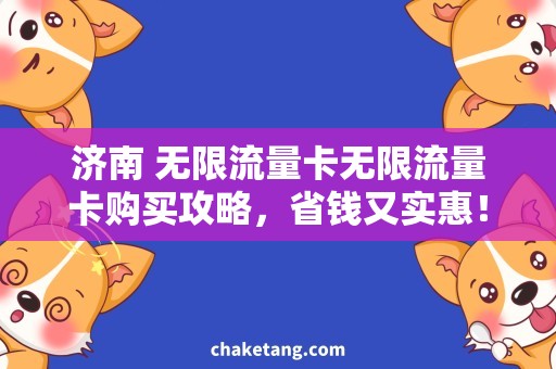 济南 无限流量卡无限流量卡购买攻略，省钱又实惠！