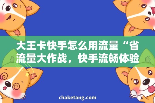 大王卡快手怎么用流量“省流量大作战，快手流畅体验攻略”