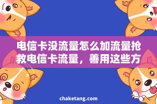 电信卡没流量怎么加流量抢救电信卡流量，善用这些方法节约开支！