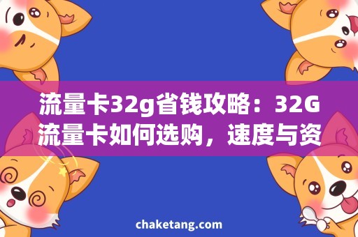 流量卡32g省钱攻略：32G流量卡如何选购，速度与资费是关键