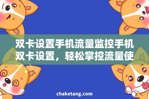 双卡设置手机流量监控手机双卡设置，轻松掌控流量使用