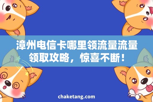 漳州电信卡哪里领流量流量领取攻略，惊喜不断！