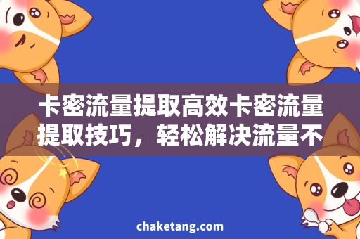 卡密流量提取高效卡密流量提取技巧，轻松解决流量不足问题