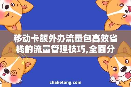 移动卡额外办流量包高效省钱的流量管理技巧,全面分析移动卡额外办流量包的需求与方式
