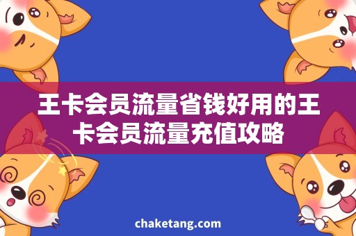 王卡会员流量省钱好用的王卡会员流量充值攻略