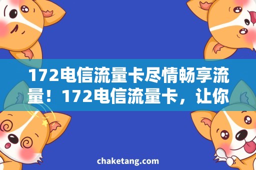 172电信流量卡尽情畅享流量！172电信流量卡，让你畅玩不停
