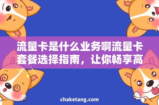 流量卡是什么业务啊流量卡套餐选择指南，让你畅享高速上网！