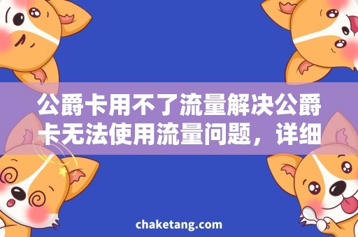 公爵卡用不了流量解决公爵卡无法使用流量问题，详细说明使用方法