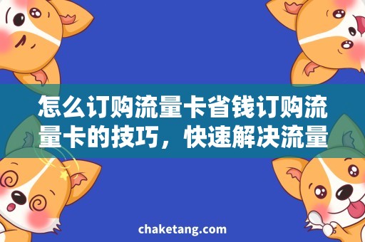 怎么订购流量卡省钱订购流量卡的技巧，快速解决流量需求！