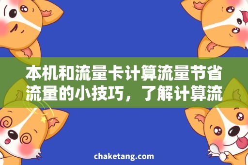 本机和流量卡计算流量节省流量的小技巧，了解计算流量和本机流量