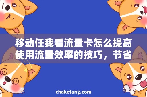 移动任我看流量卡怎么提高使用流量效率的技巧，节省上网费用