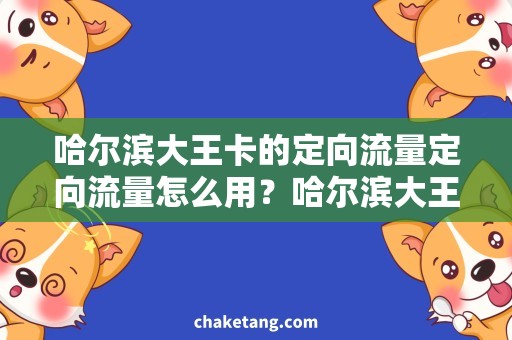 哈尔滨大王卡的定向流量定向流量怎么用？哈尔滨大王卡的需求解读