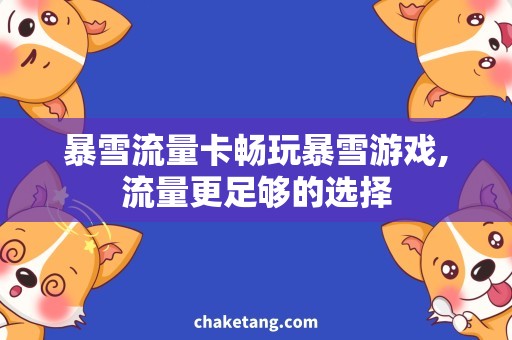 暴雪流量卡畅玩暴雪游戏,流量更足够的选择