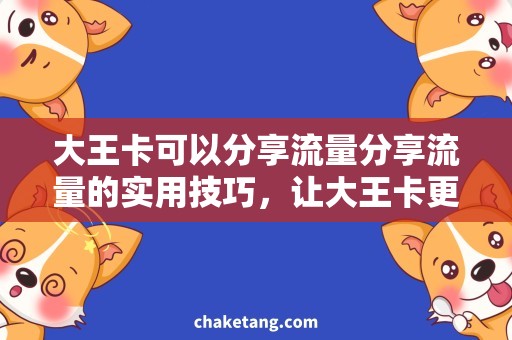 大王卡可以分享流量分享流量的实用技巧，让大王卡更经济实惠！