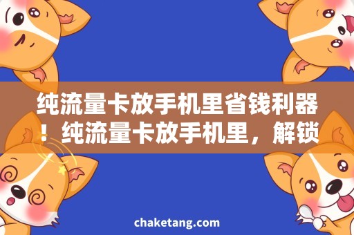 纯流量卡放手机里省钱利器！纯流量卡放手机里，解锁无限畅享，详解使用技巧