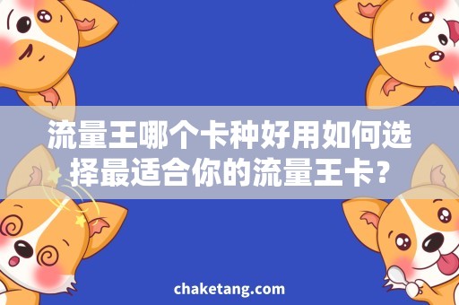 流量王哪个卡种好用如何选择最适合你的流量王卡？