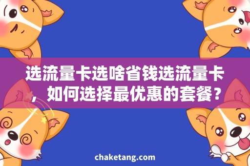 选流量卡选啥省钱选流量卡，如何选择最优惠的套餐？