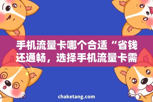 手机流量卡哪个合适“省钱还通畅，选择手机流量卡需求”