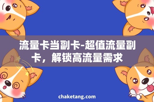 流量卡当副卡-超值流量副卡，解锁高流量需求
