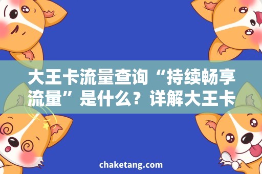 大王卡流量查询“持续畅享流量”是什么？详解大王卡流量查询技巧