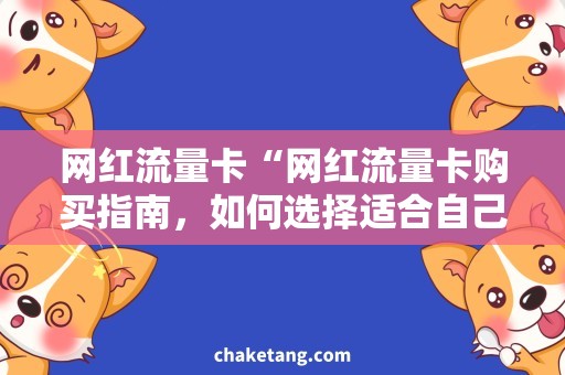 网红流量卡“网红流量卡购买指南，如何选择适合自己的流量套餐？”