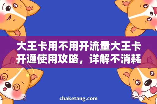 大王卡用不用开流量大王卡开通使用攻略，详解不消耗流量的使用方法