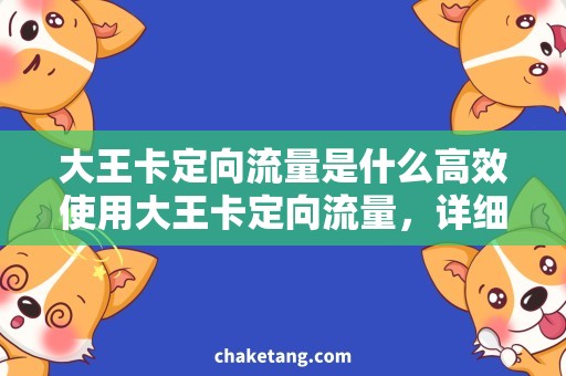 大王卡定向流量是什么高效使用大王卡定向流量，详细说明使用技巧！