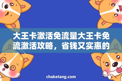 大王卡激活免流量大王卡免流激活攻略，省钱又实惠的流量使用技巧