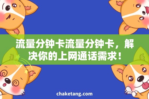 流量分钟卡流量分钟卡，解决你的上网通话需求！