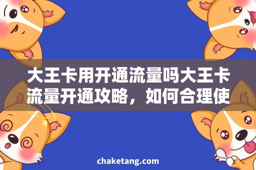 大王卡用开通流量吗大王卡流量开通攻略，如何合理使用流量？