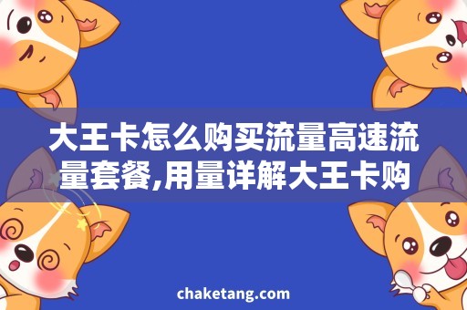 大王卡怎么购买流量高速流量套餐,用量详解大王卡购买攻略
