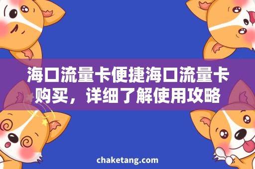 海口流量卡便捷海口流量卡购买，详细了解使用攻略
