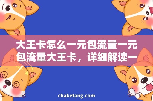 大王卡怎么一元包流量一元包流量大王卡，详细解读一元包流量的规则和使用方法