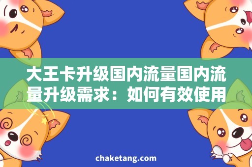 大王卡升级国内流量国内流量升级需求：如何有效使用大王卡？