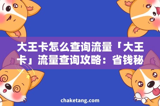 大王卡怎么查询流量「大王卡」流量查询攻略：省钱秘籍详解